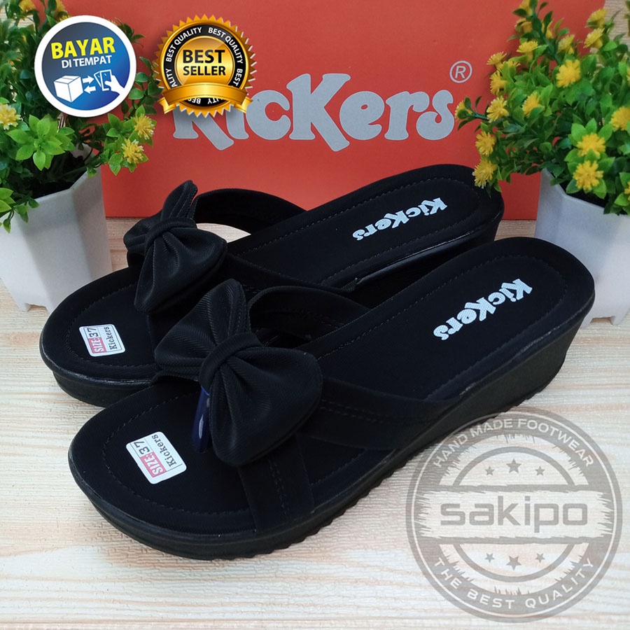 HUJAN PROMO 7.7 !! SANDAL WANITA DEWASA WEDGES JAPIT PITA UNIK KEREN MURAH NYAMAN DIPAKAI / SANDAL JAPIT WEDGES PITA / SANDAL WEDGES JAPIT / SAKIPO-Hak Hitam