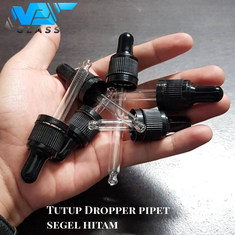 tutup botol pipet serum segel hitam / tutup dropper pipet hitam