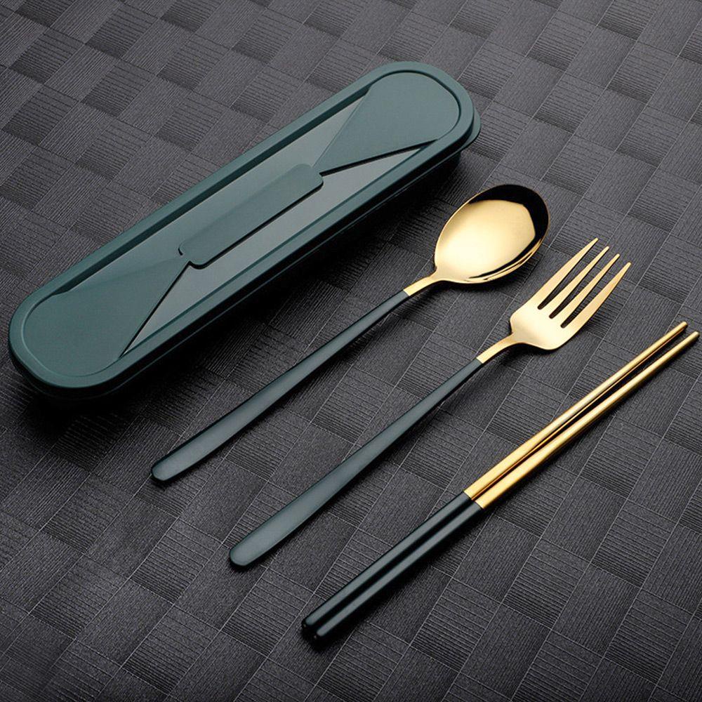Preva Sendok Garpu Set Aksesoris Dapur Luar Ruangan Peralatan Makan Portabel Stainless Steel Reusable