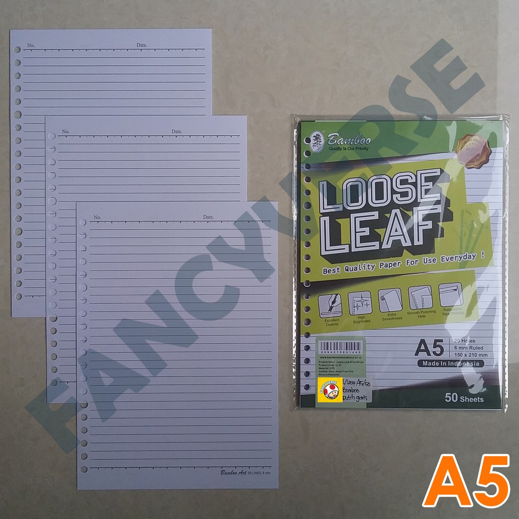 

Loose Leaf Binder A5 Isi 50 Lembar Putih Bergaris / Kertas Binder