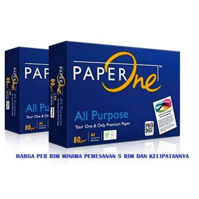 

Murah PAPER ONE KERTAS HVS 80GR A4 / KERTAS FOTOCOPY / KERTAS PRINT / 80 A4 Keren