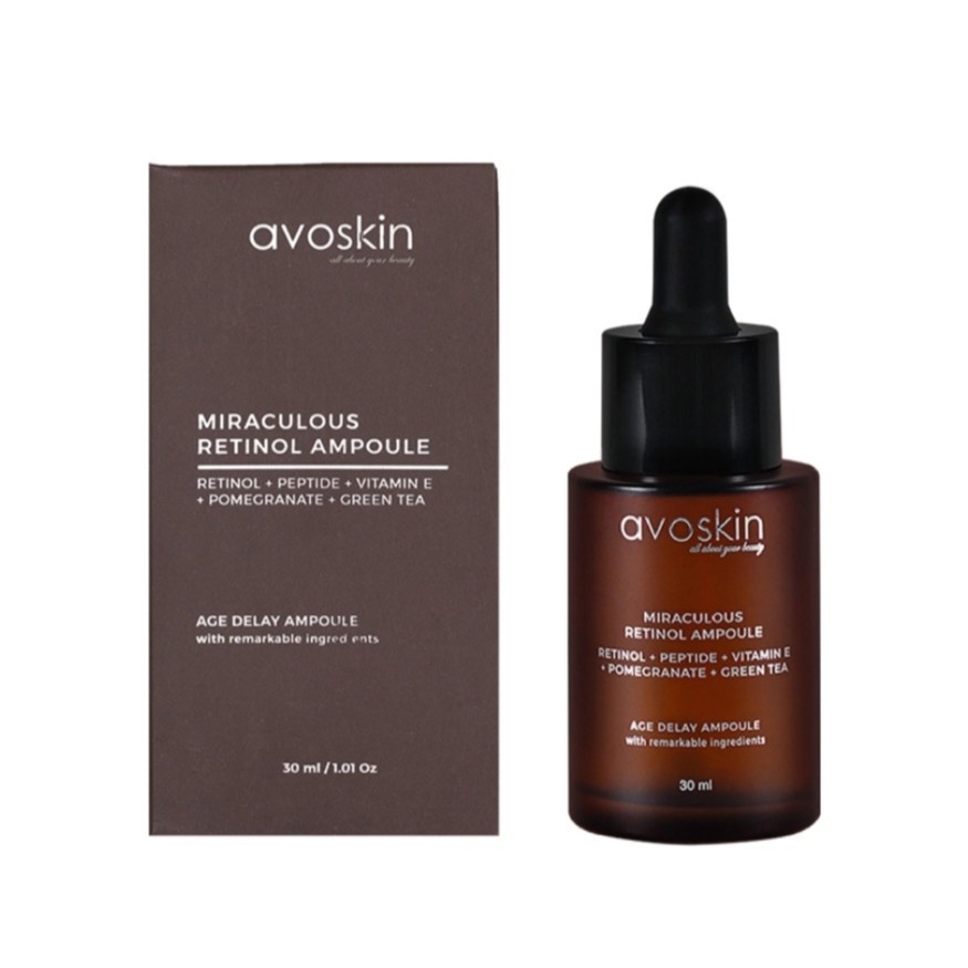 Avoskin Miraculous Retinol Ampoule 30 ml - Serum Skincare Anti Aging - BPOM Avo Skin Avoksin Miraculus Miracolus Miraculos Antiaging Mencegah Mengurangi Kerutan