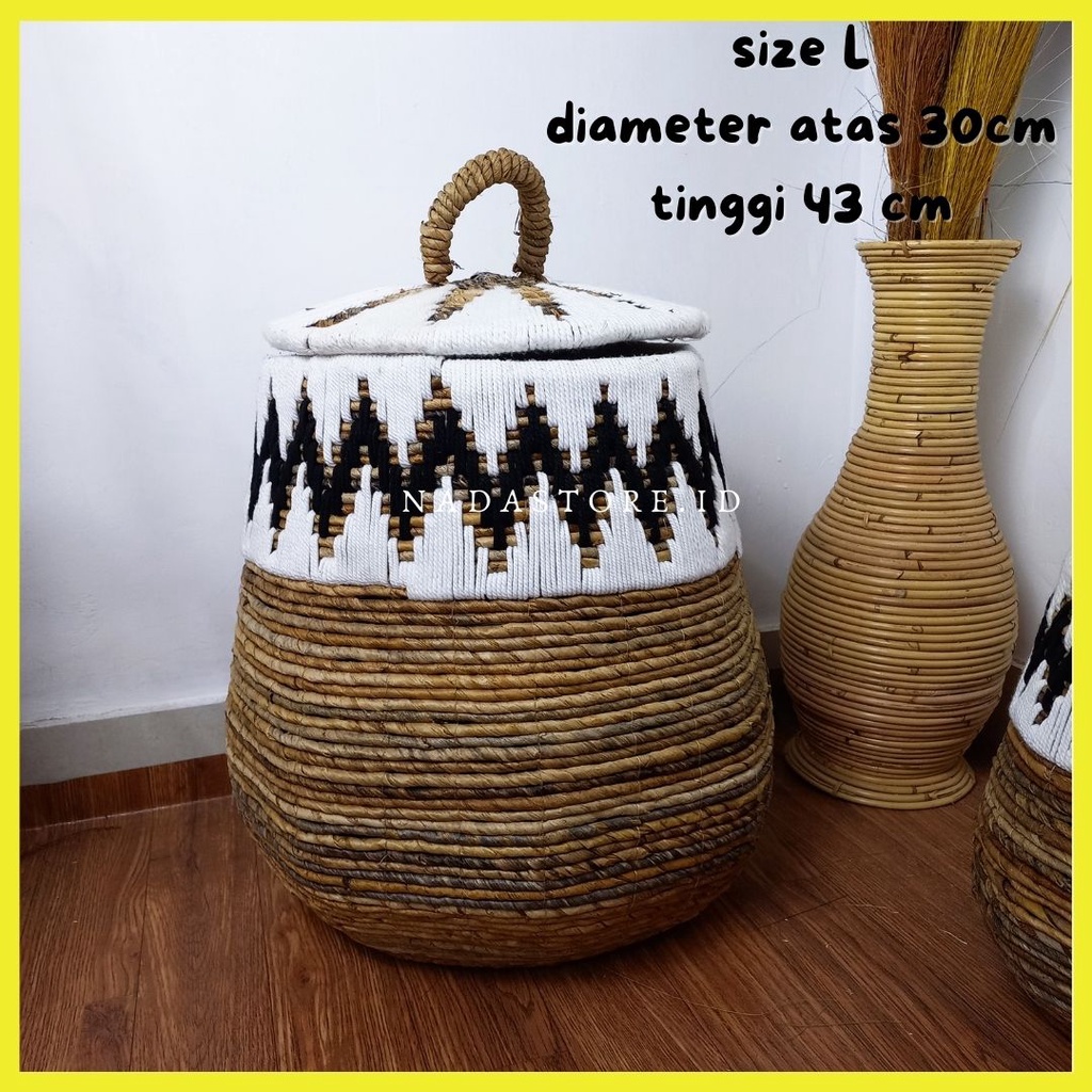 NADASTORE - LARGE WOVEN BASKET / LIDDED BASKET / KERANJANG BIG SIZE TUTUP / GUCI DISPLAY