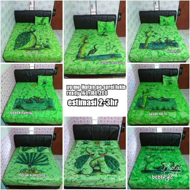 

Sprei lukis bali dasar hijau