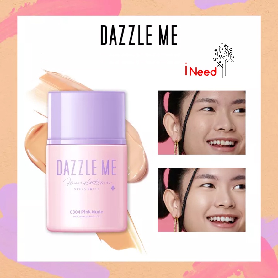 (INEED) [BPOM] DAZZLE ME Day by Day Foundation - Full Coverage Oil control Long Lasting Makeup SPF 25 PA+++