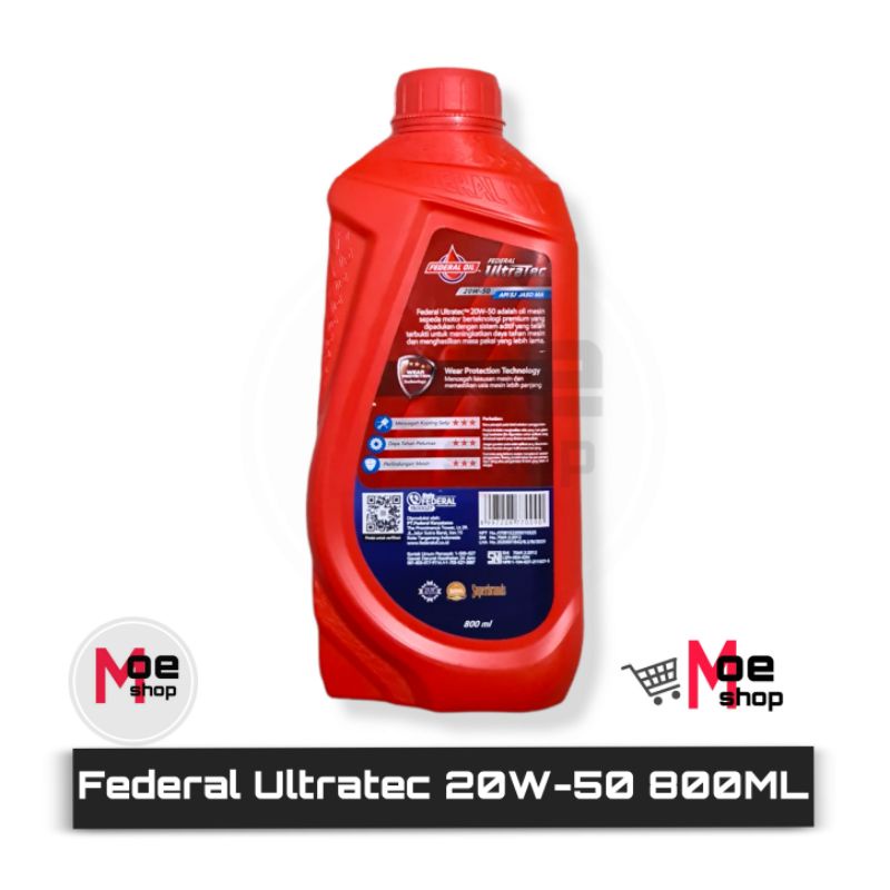 Oli Federal Oil Ultratec 20W-50 4T API SJ JASO MA 800 ML