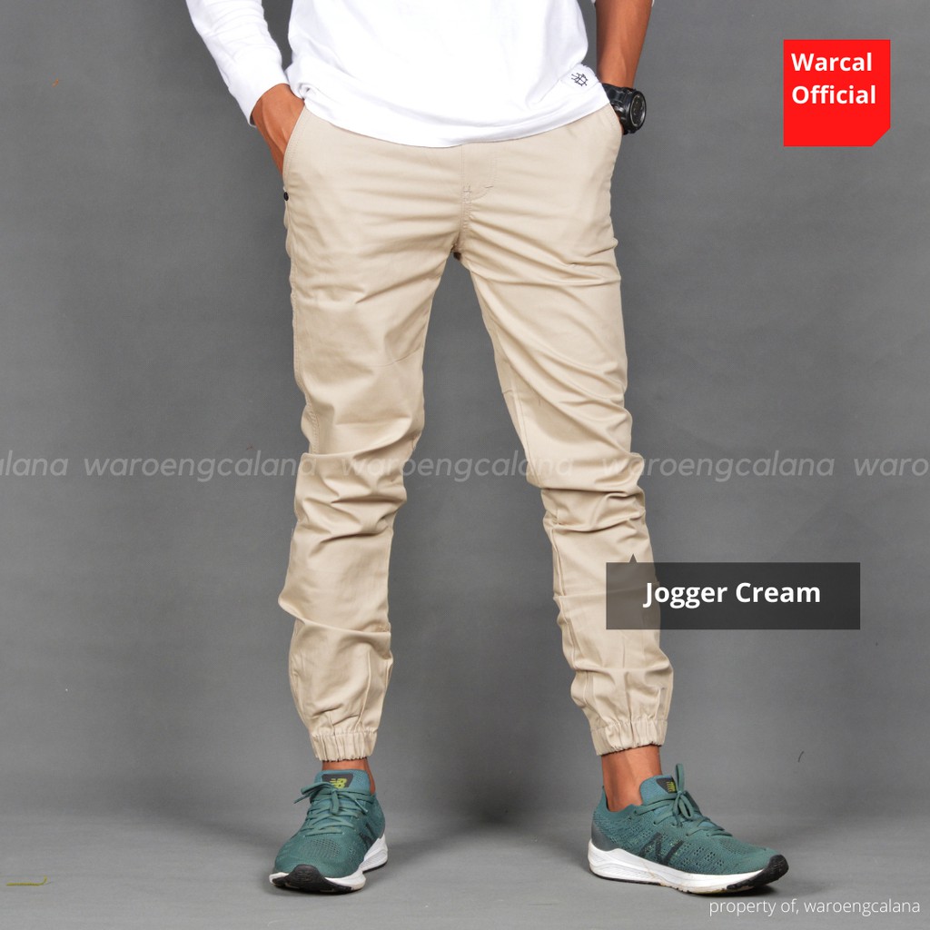 Jogger Pants Cream Celana Panjang Pria