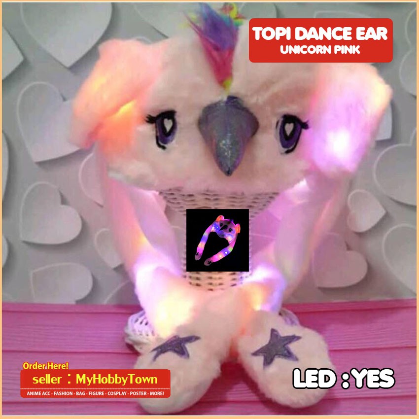 Topi Unicorn Pink LED Moving Ear Korea