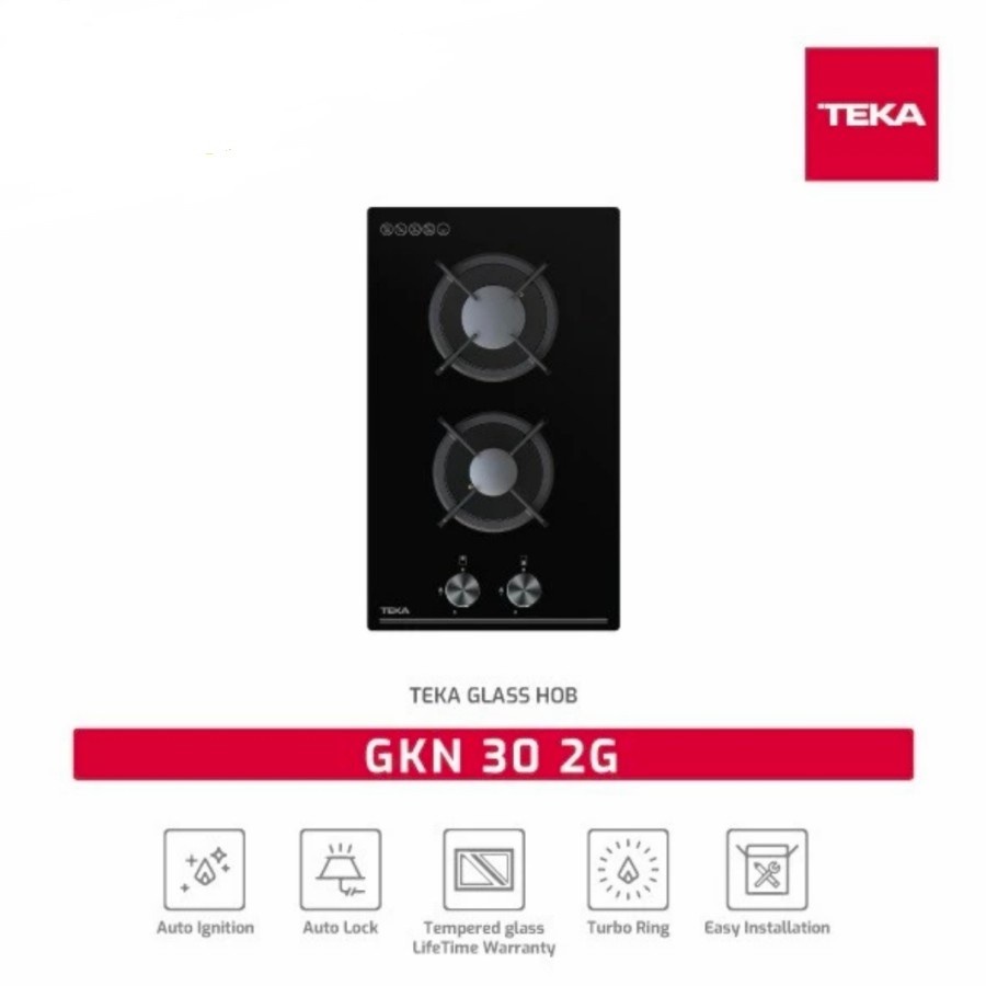 Kompor Tanam Gas/Built-in Glass Hob Teka GKN LUX 30 2G Lifetime Garans