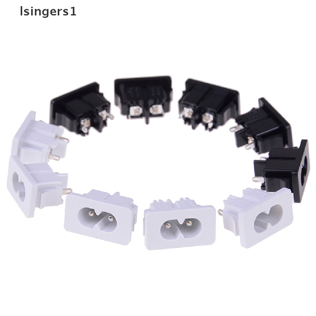 (lsingers1) 5pcs Konektor power inlet AC250v 2.5a iec320 c8 male 2 Pin