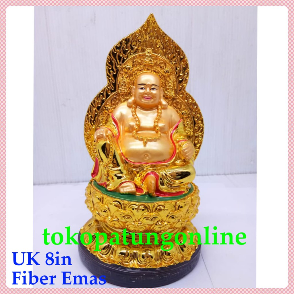 Patung Buddha Maitreya Aura Fiber Emas 08