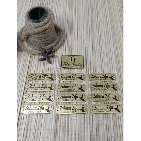 label baju, label plat hijab logam