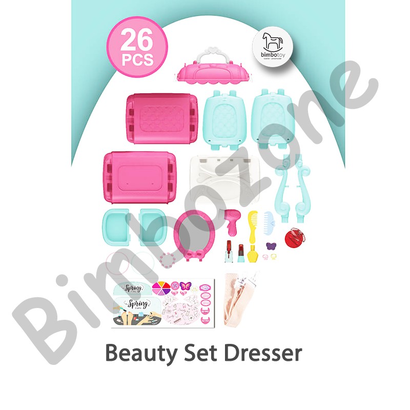 Bimbozone - Mainan anak perempuan Dandan Make Up Dressing Table Toy Fashion Kitchen Set masak masakan Pretend Play Mainan anak mainan koper mainan edukasi - 3 in 1 BEAUTY SET DRESSER / 3 in 1 Doctor set / 3 in 1 hair salon