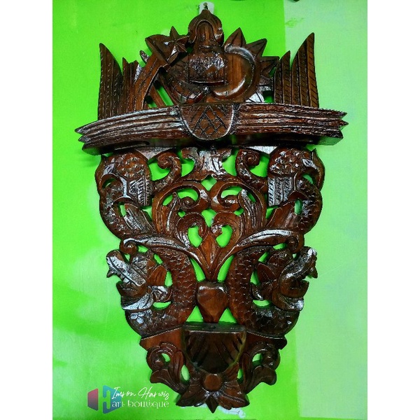 Blawong kris ukir naga merak, lubang tiga isi 3 tempat pus aka dinding pajangan tempel alusan
