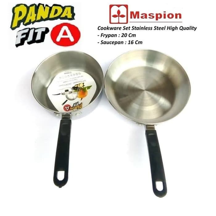 Panda Fit Set A (Fry Pan 20 cm Sauce Pan 16 cm) BAYAR DITEMPAT Pancing/Panci set/Panci kukus/Panci presto/Panci susu/Panci kecil/Panci listrik