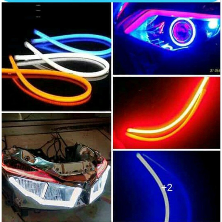 Lampu Alis 60cm LED DRL Mobil Motor Xmax Nmax Aerox PCX Vario CBR R15 R25 Ninja 250 FI Senja