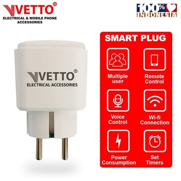 VETTO Smart Plug Wifi Wireless Smart Home Bardi Plus Stop Kontak Smart 16A