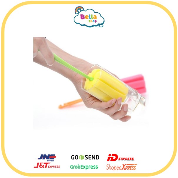 TONGKAT SPONS PEMBERSIH BOTOL SUSU BAYI / SPONGE BRUSH BOTOL MINUM / SIKAT SPON BUSA PENCUCI GELAS T