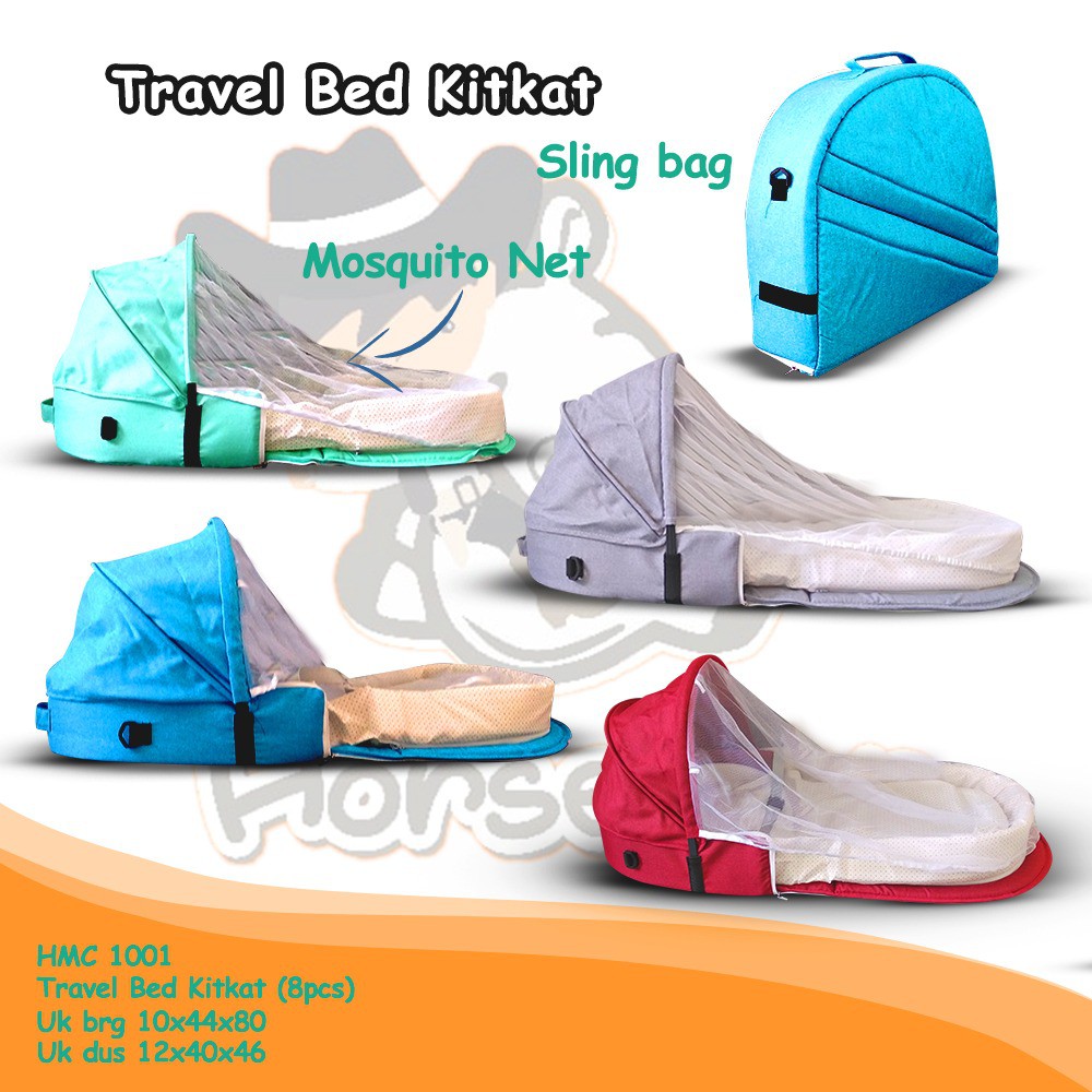 PROMO HMC1001 Travel Bed Kitkat Tempat Tidur Bayi Kelambu Lipat Kasur Bayi Lipat Portable HORSEMEN