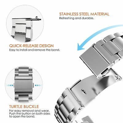 STRAP TALI JAM TANGAN - STAINLESS STYLE METAL 3 BEADS 22MM - FOR HUAWEI HONOR WATCH MAGIC 46mm