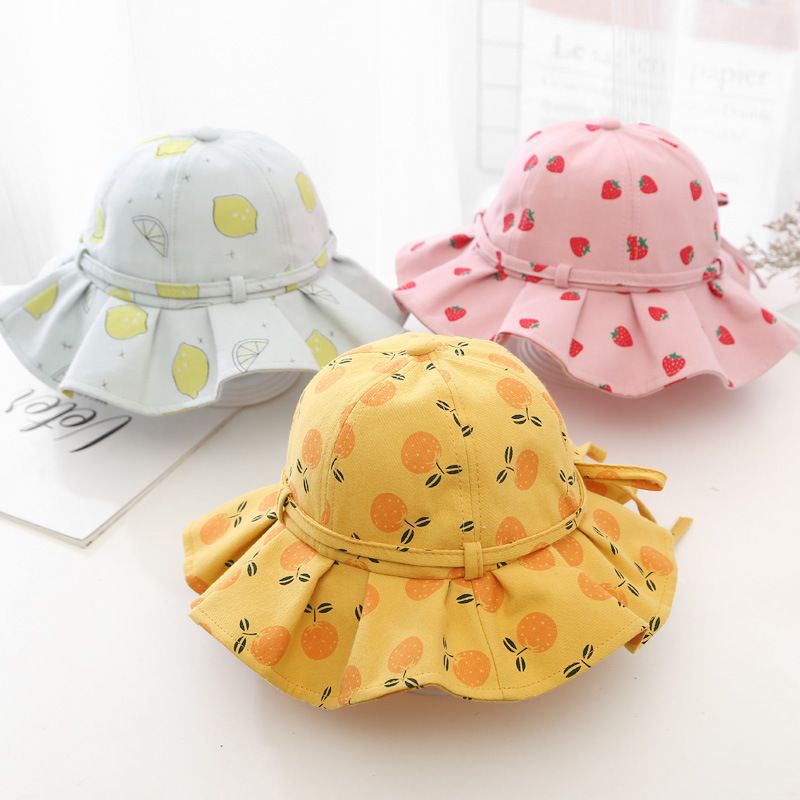 Topi Rumbai Buah bayi Anak perempuan Summer Hat Girly bundar pantai summer bucket hat baby motif buah / Bucket Rabbit Berry CBKS VC