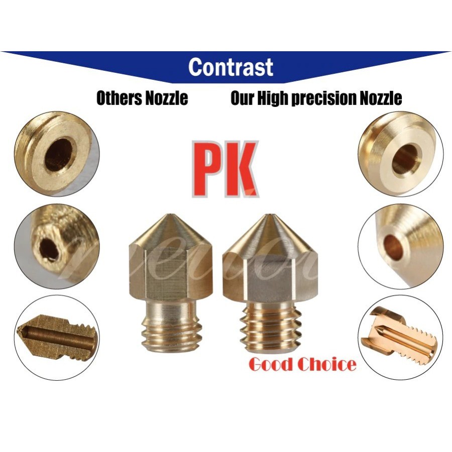 Original Mellow High Precision Brass Swiss MK8 Nozzle M6 Thread