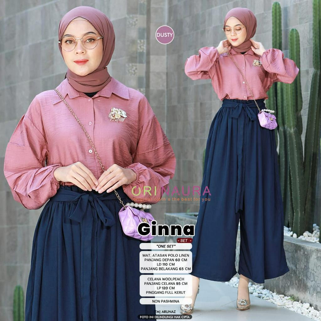 Balina One Set Setelan Wanita Muslim Polo Linen Original Produk By Orinaura