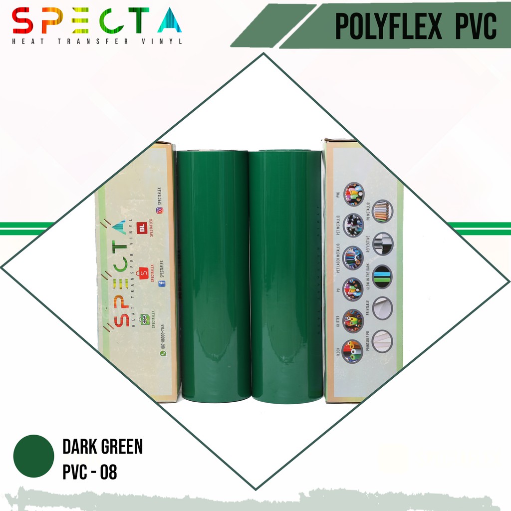 SPECTAFLEX POLYFLEX KOREA PVC-8 ROLL DARK GREEN HTV VINYL - PVC HTV