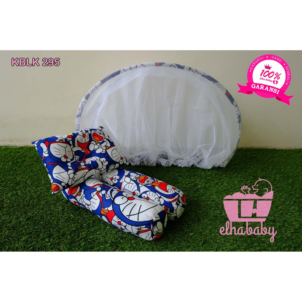 SET KASUR BAYI LIPAT KELAMBU BANTAL GULING travel time blue biru karakter lucu babybess