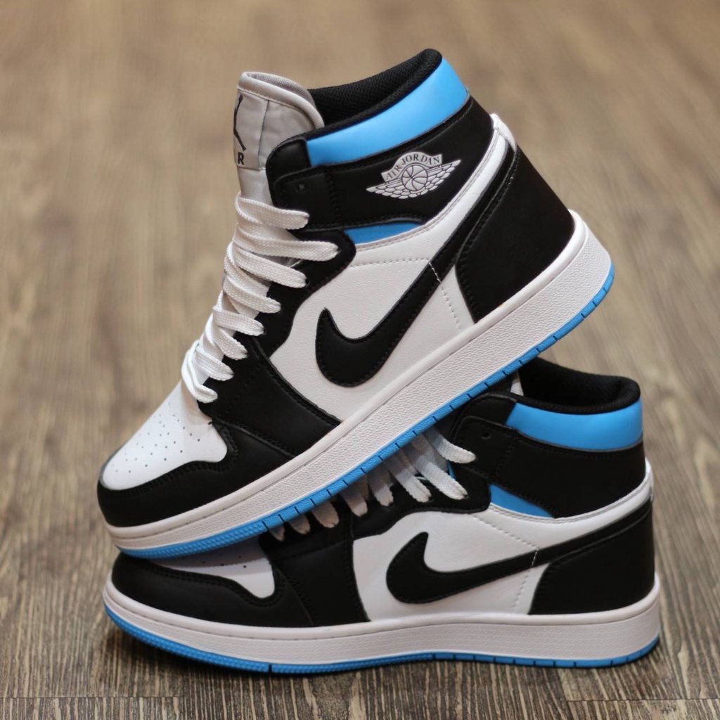 Jual SEPATU BASKET NIKE AIR JORDAN 1 MID "UNIVERSITY" BLACK WHITE BLUE
