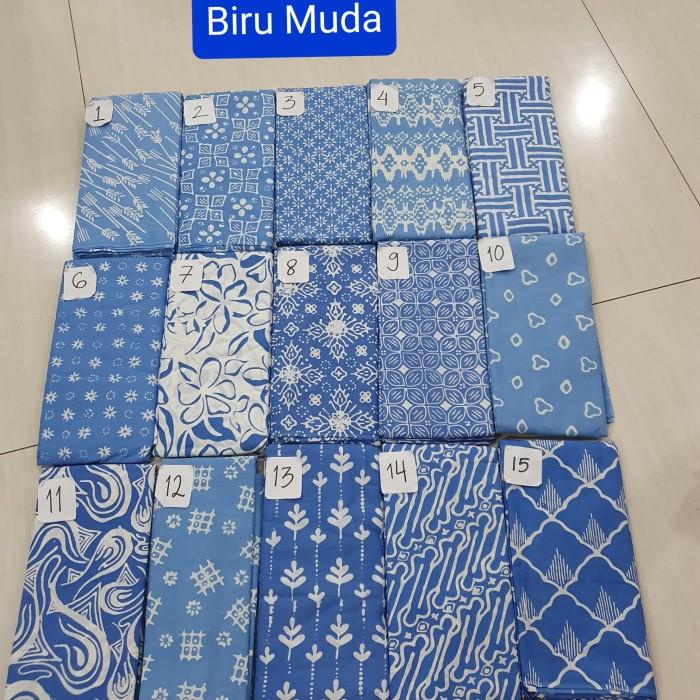 (Via Gojek/Grab)Kain Batik Garutan Warna Biru Muda (150620)