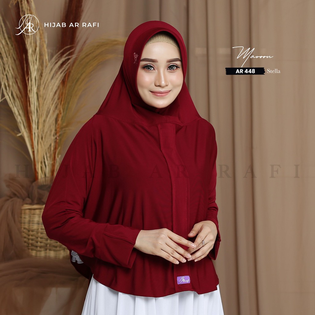 Hijab Arrafi 448 Terbaru 2020 Jilbab Bergo Instant Antem Kerudung Daily Simpel Lengan Tangan  AR 448-1