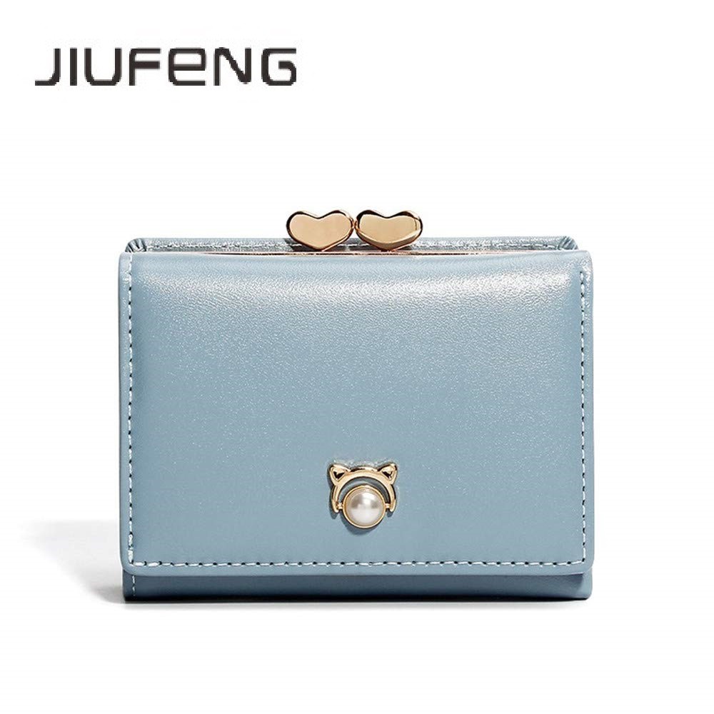 JIUFENG Dompet Wanita Pendek Lipat Tiga Korea Fashion Multifungsi Mutiara Dompet Koin