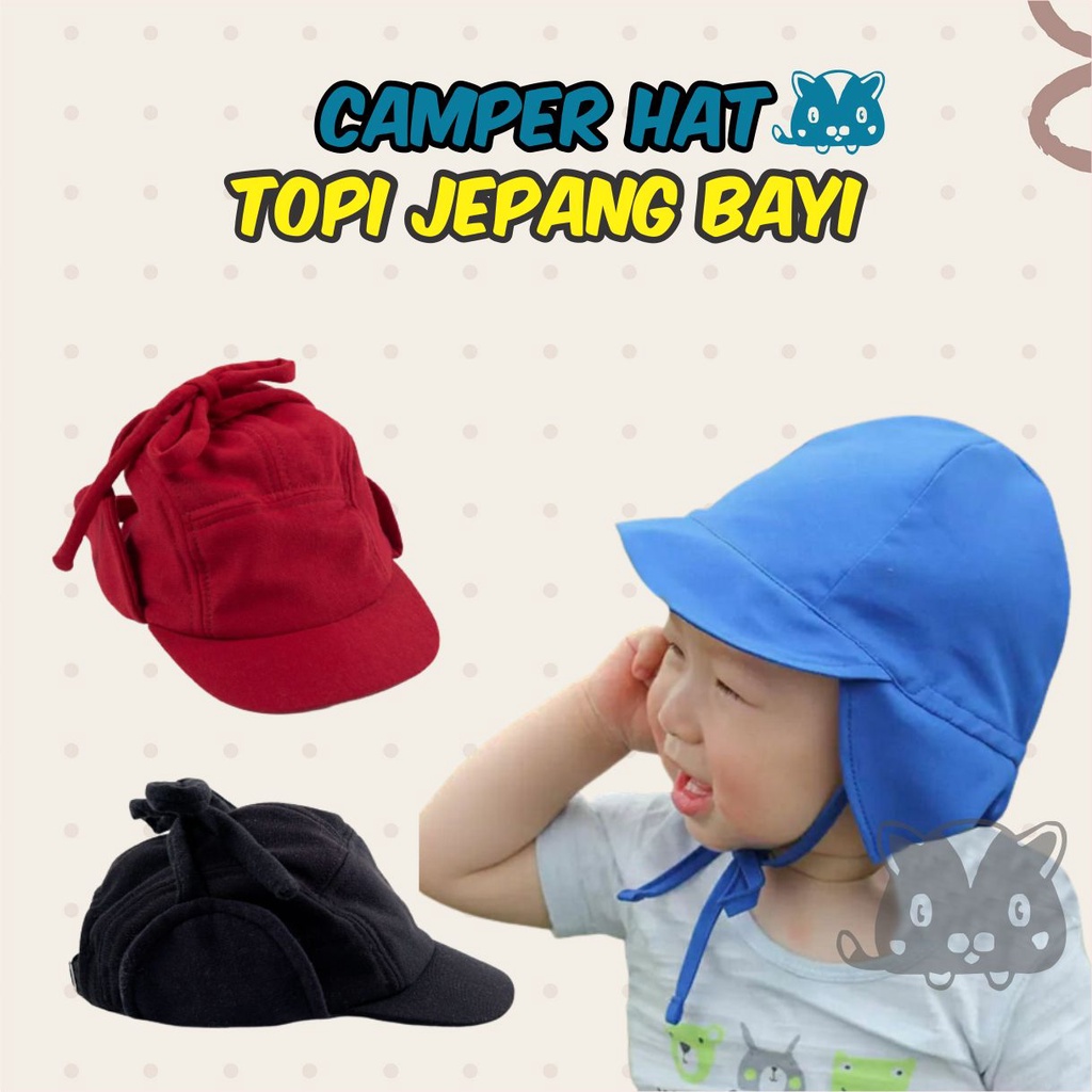 Topi bayi anak laki laki dan perempuan model pororo / topi jepang / topi tutup telinga