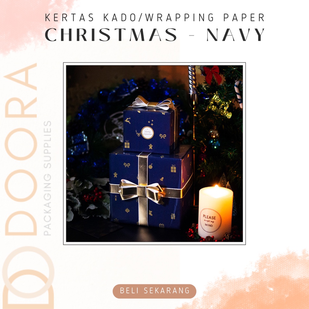 [Doora] Kertas Kado Wrapping Paper Christmas Navy