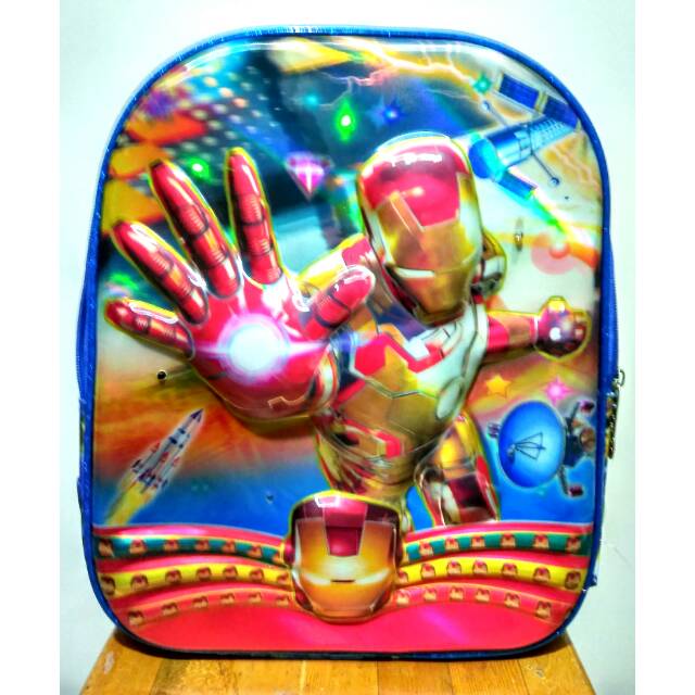 Tas anak tk ironman musik lampu