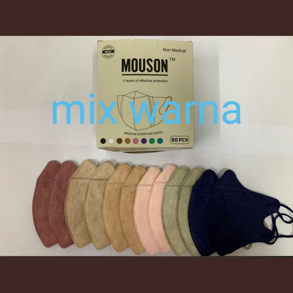 Masker Duckbill Mouson 4ply Mix Warna isi50