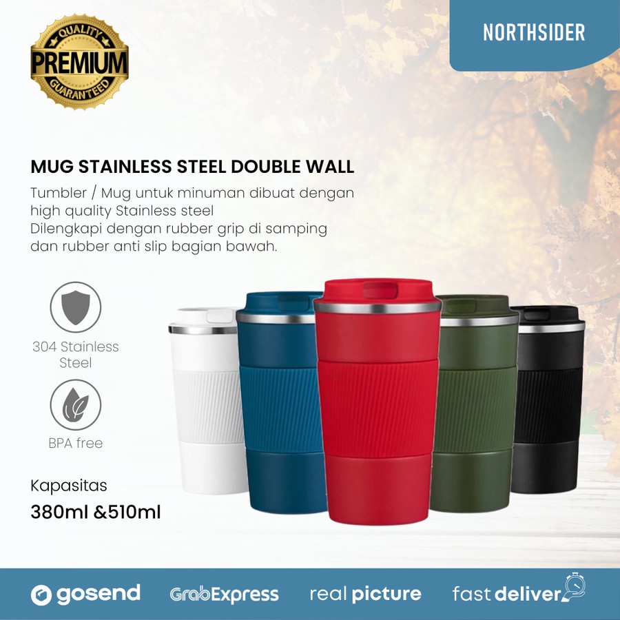 TUMBLER KOPI RUBBER GRIP - STAINLESS STEEL INSULATED VACUUM MUGS