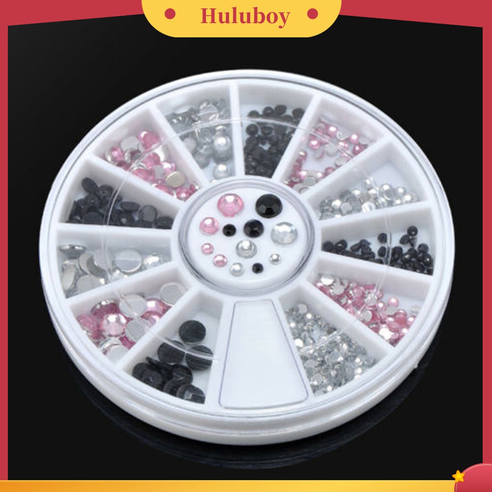 Huluboy Huluboy♡ 13 Sekat Roda Isi Berlian Imitasi Glitter 3D Untuk Dekorasi Manicure DIY