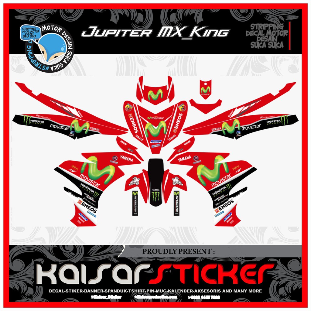 Decal Sticker Motor full body Stiker Yamaha Mx King 150 Movistar Merah