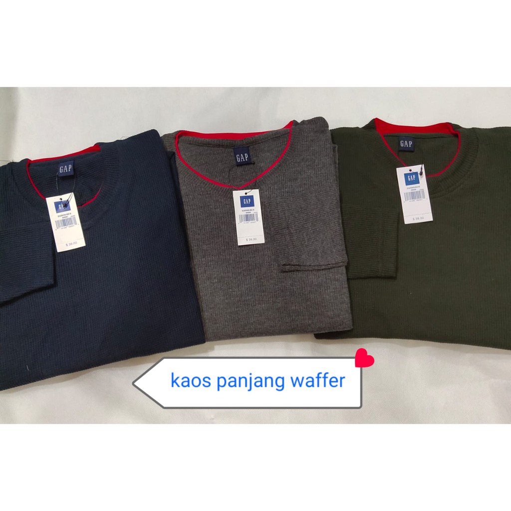 Juan c19_Kaos Rip Lengan Panjang _ Kaos Polos Lengan Panjang Waffle _ Kaos Panjang Polos Pria