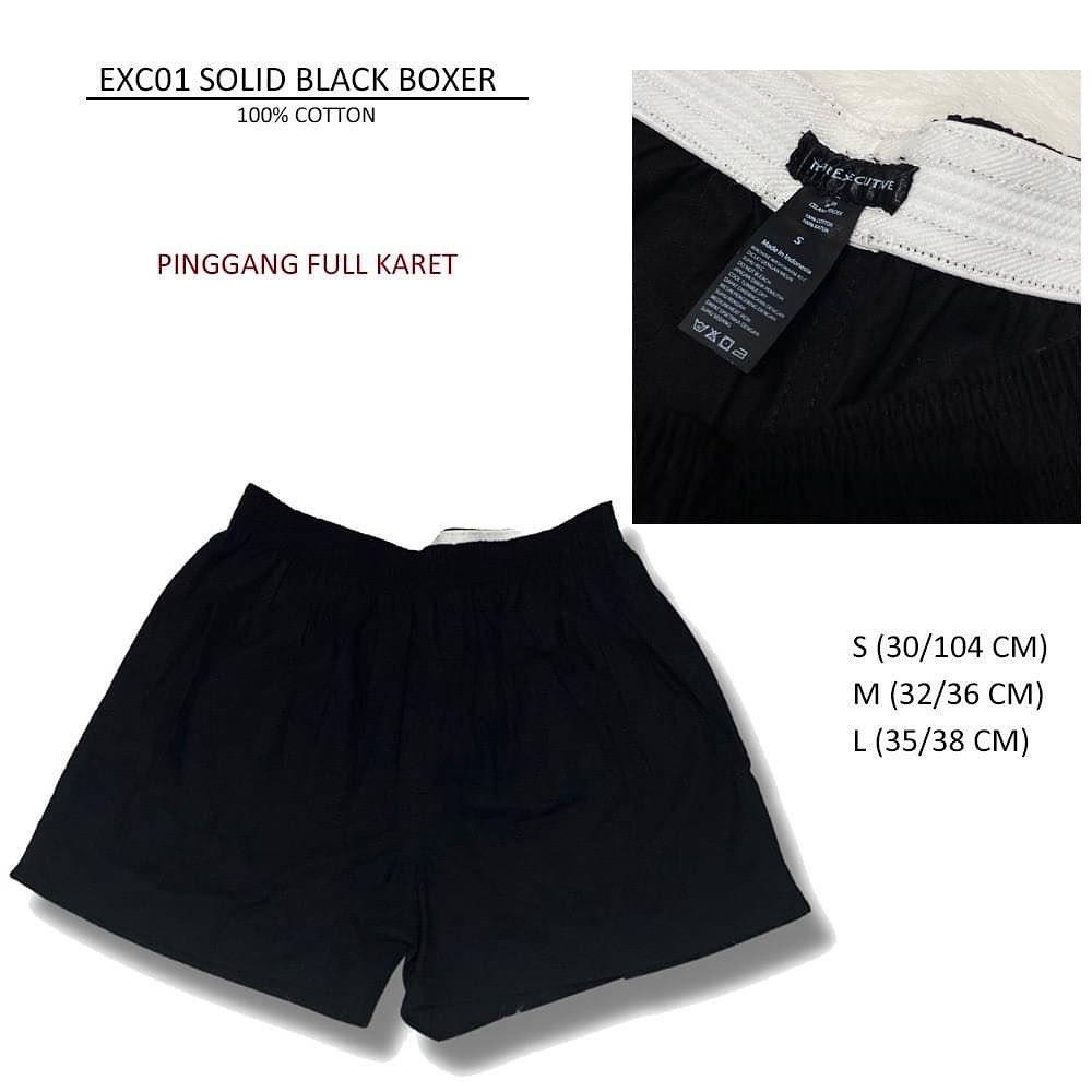 Celana Pendek Pria The Executive 01 Solid Black Boxer