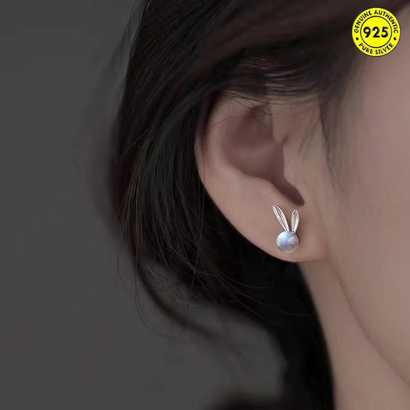 Anting Stud Moonstone Bentuk Kelinci Untuk Wanita