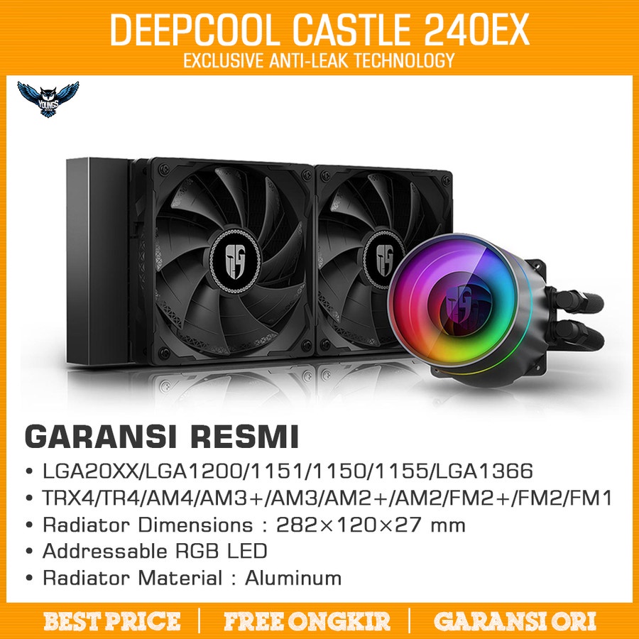 Deepcool Castle 240 EX ARGB | Black / White | CPU Liquid Cooler 240EX