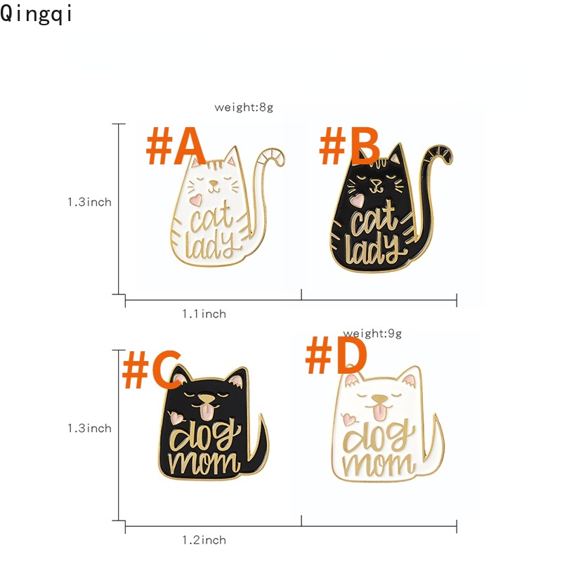 Bros Pin Enamel Desain Kartun Hewan Anjing Mom Cat Lady Bahan Metal Untuk Pria Dan Wanita