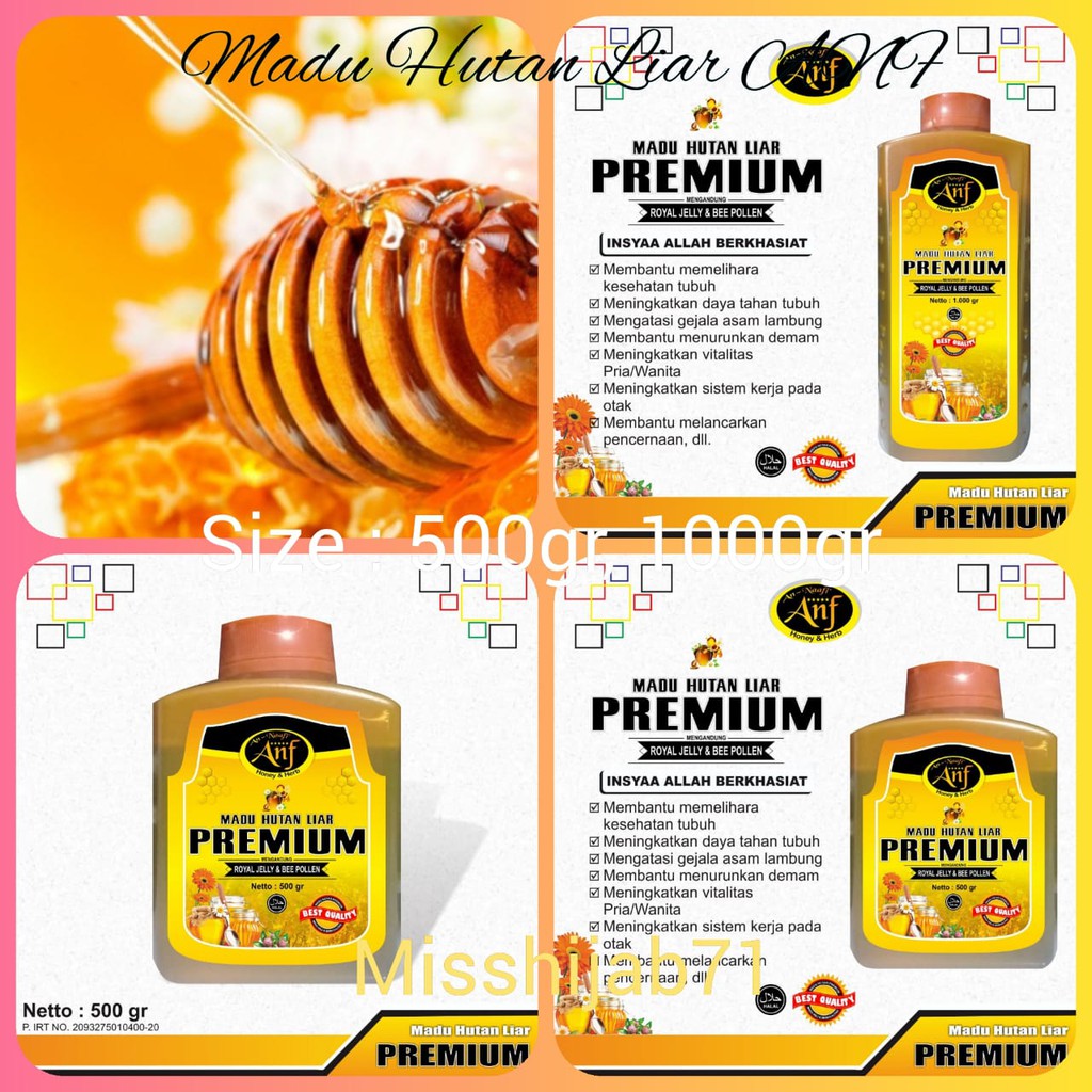

ANF Madu Hutan Liar Honey Multiflora Bee Pollen 500grm Best Quality