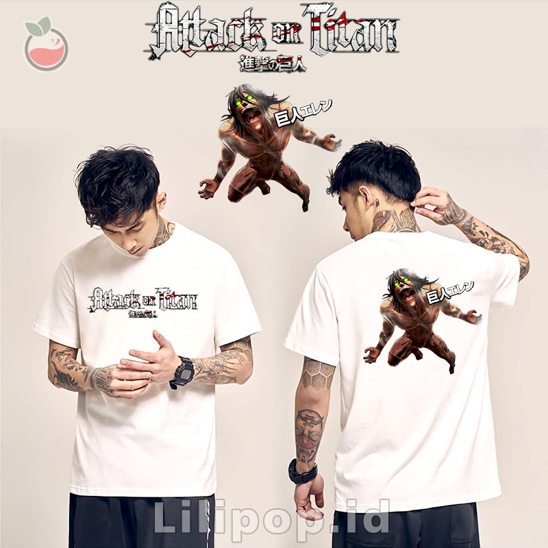 Kaos Tshirt  Pria Attack on Titan Baju Distro Basic Lengan Pendek Cowok Kasual Lilipop