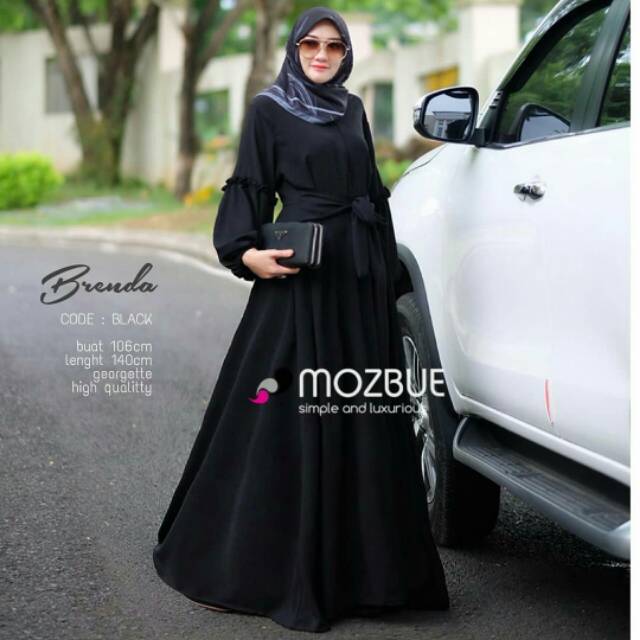 GAMIS SYARI BRENDA PESTA MEWAH BAJU LEBARAN WANITA REAL PIC SIZE L BUSUI KLOK 4M MERAH PUTIH HITAM