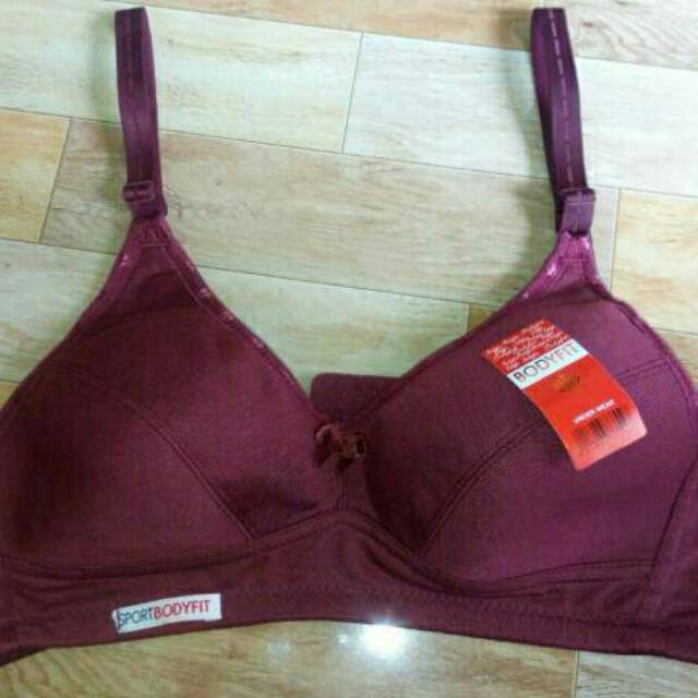 Sport bra busa tipis tanpa kawat warna merah coklat hitam