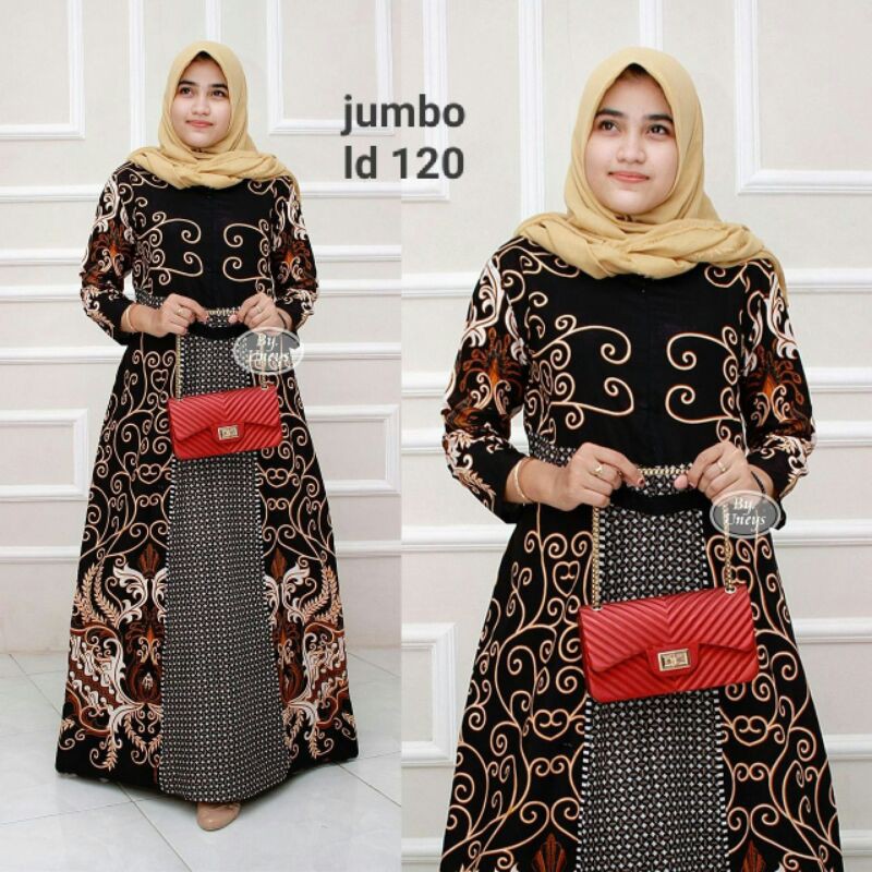 [ Gamis Jumbo ] Terbaru Gamisbatik Sekar Wangi Big Size Ld 120cm Batiksolo Batikmodern Fashionmuslim